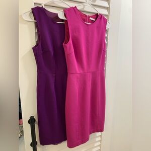TWO Trina Turk Vibrant Pink and Purple Midi Dresses Size 4 Perfect Condition
